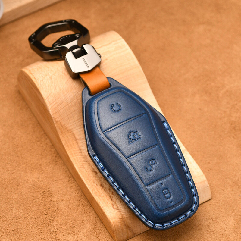 Boîtier de clé de voiture en cuir de luxe pour BYD - vue 4