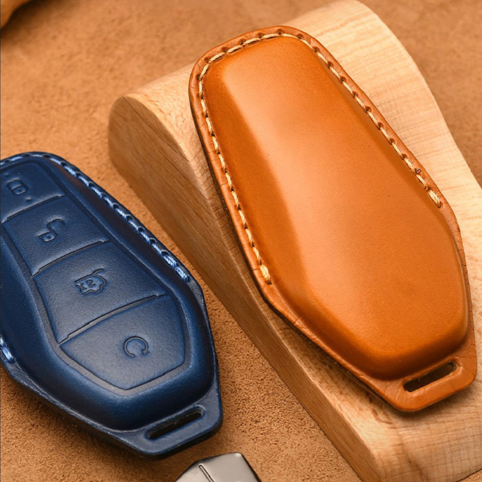 Boîtier de clé de voiture en cuir de luxe pour BYD - vue 2