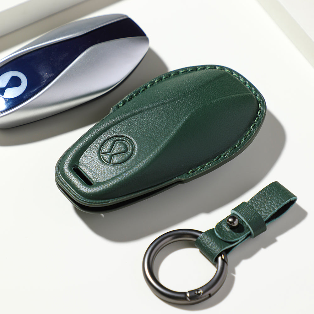 Luxury Leather Car Key Case Cover Fob Shell for Denza D9 - vue 3