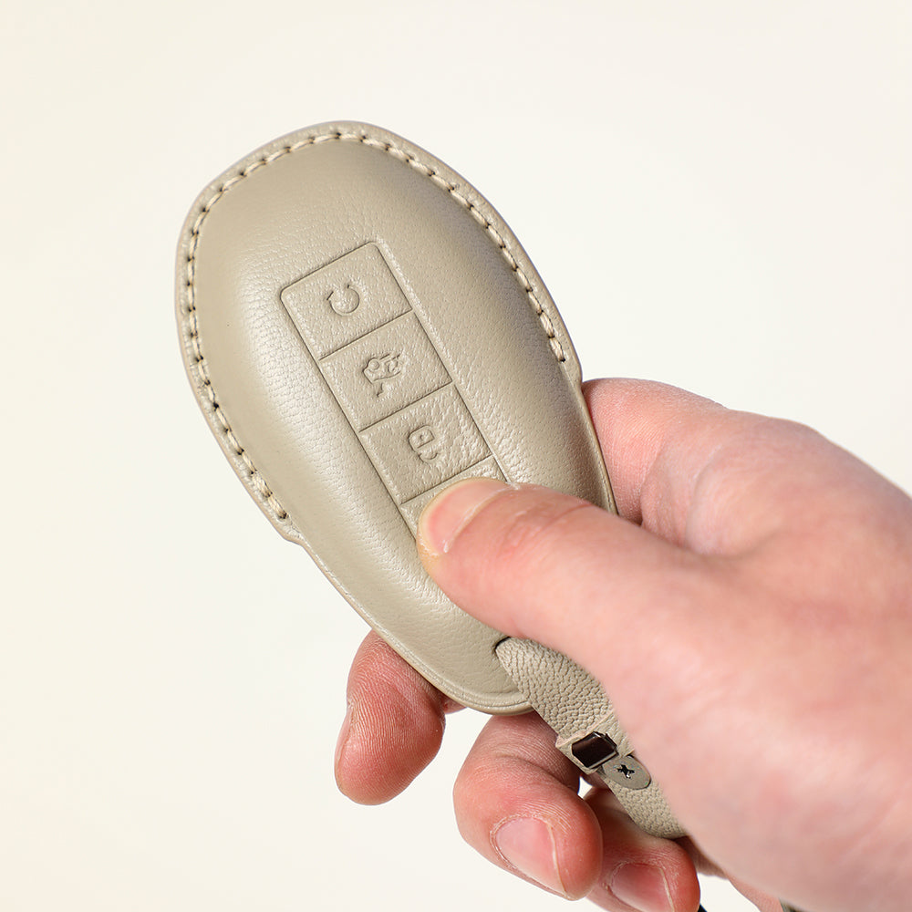 Luxury Leather Car Key Case Cover Fob Shell for Denza D9 - vue 7